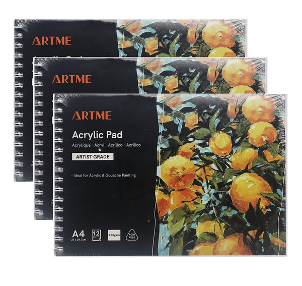 ARTME A4 Acrylic Pad 12 Sheets 400gsm - 3pk