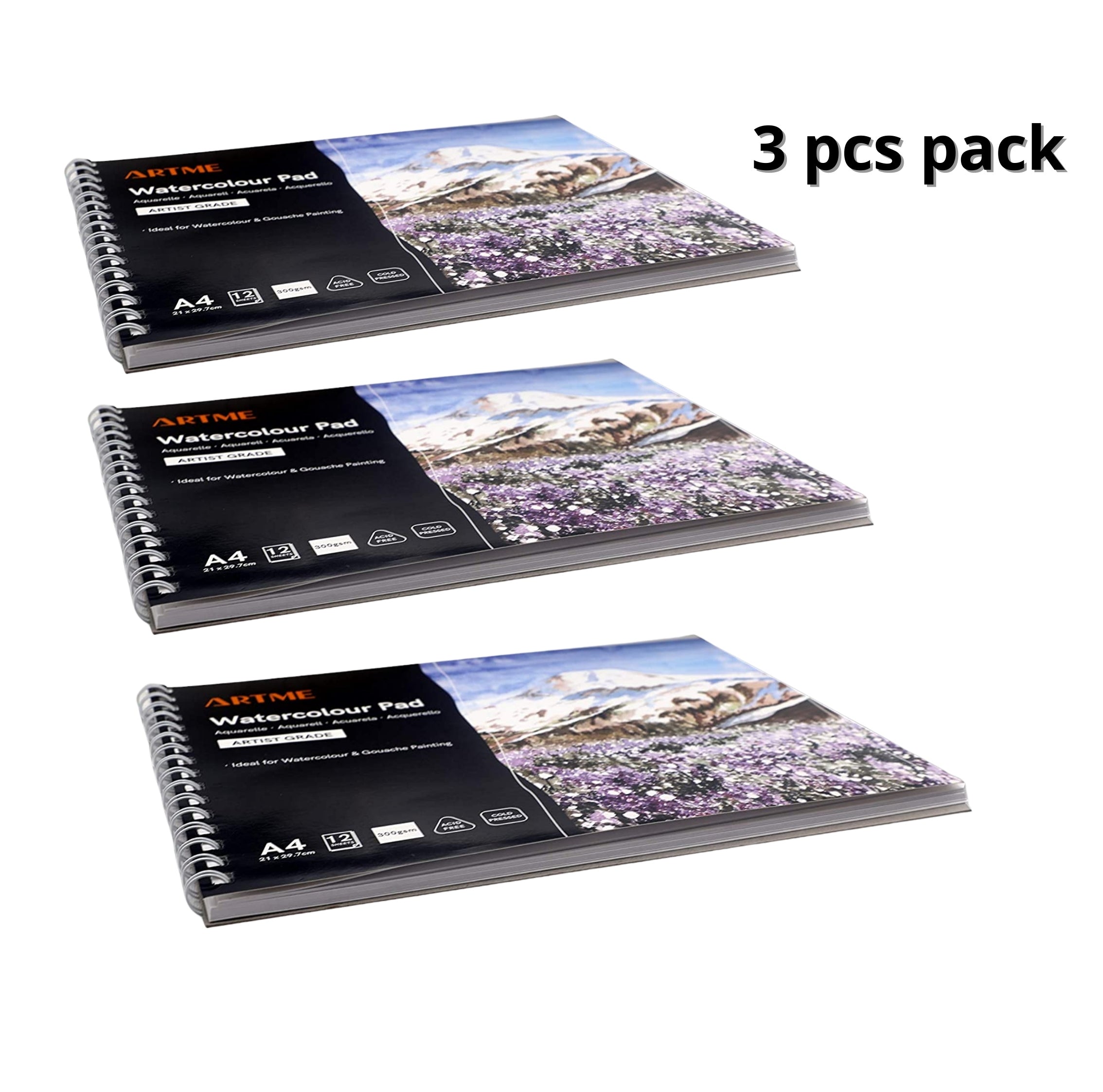 Artme A4 Watercolour Pad 12sheets 300g - 3pk