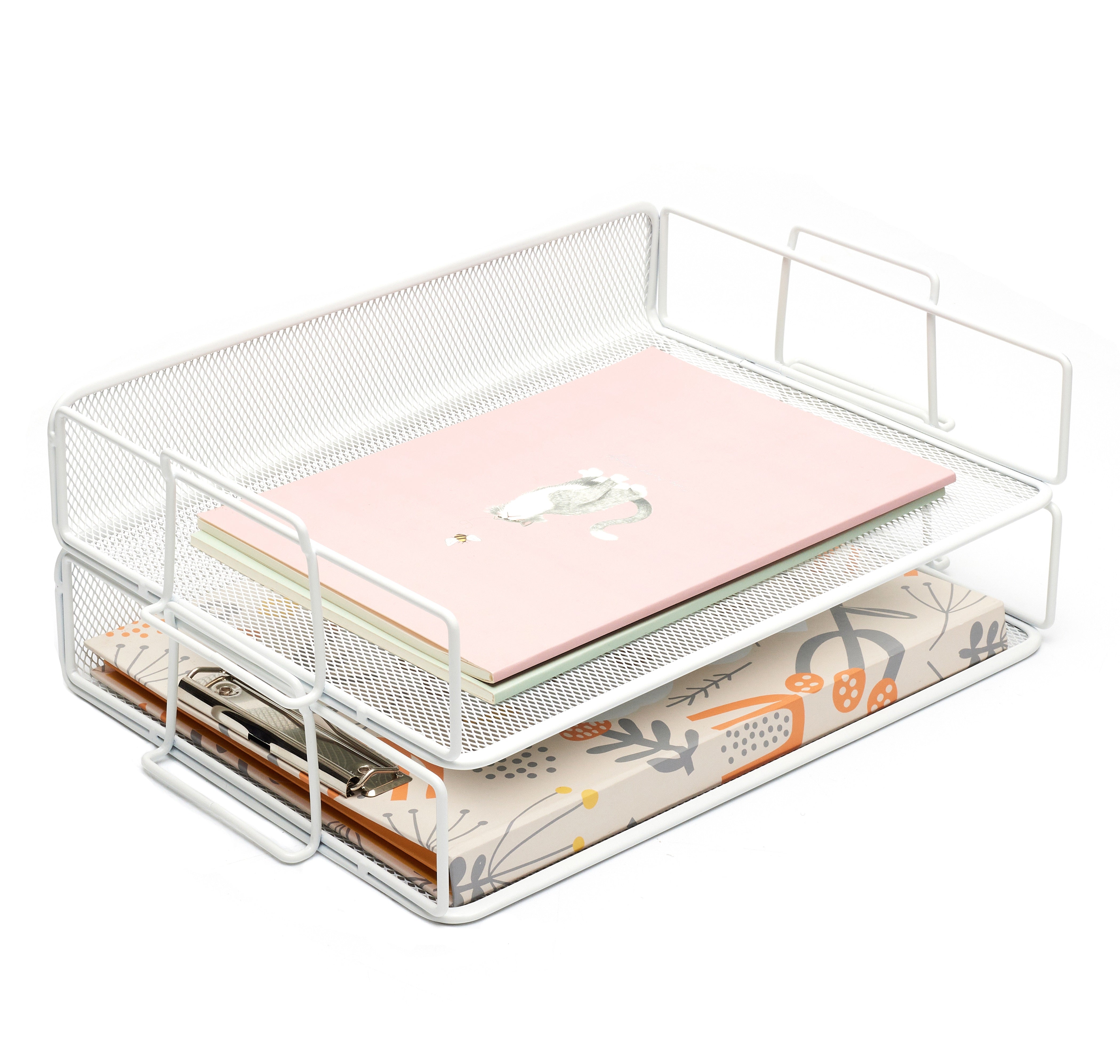 Exerz Letter Trays 2pcs - Stackable Paper Sorter File Trays - White