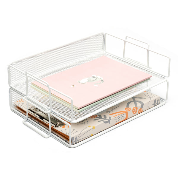 Exerz Letter Trays 2pcs - Stackable Paper Sorter File Trays - White