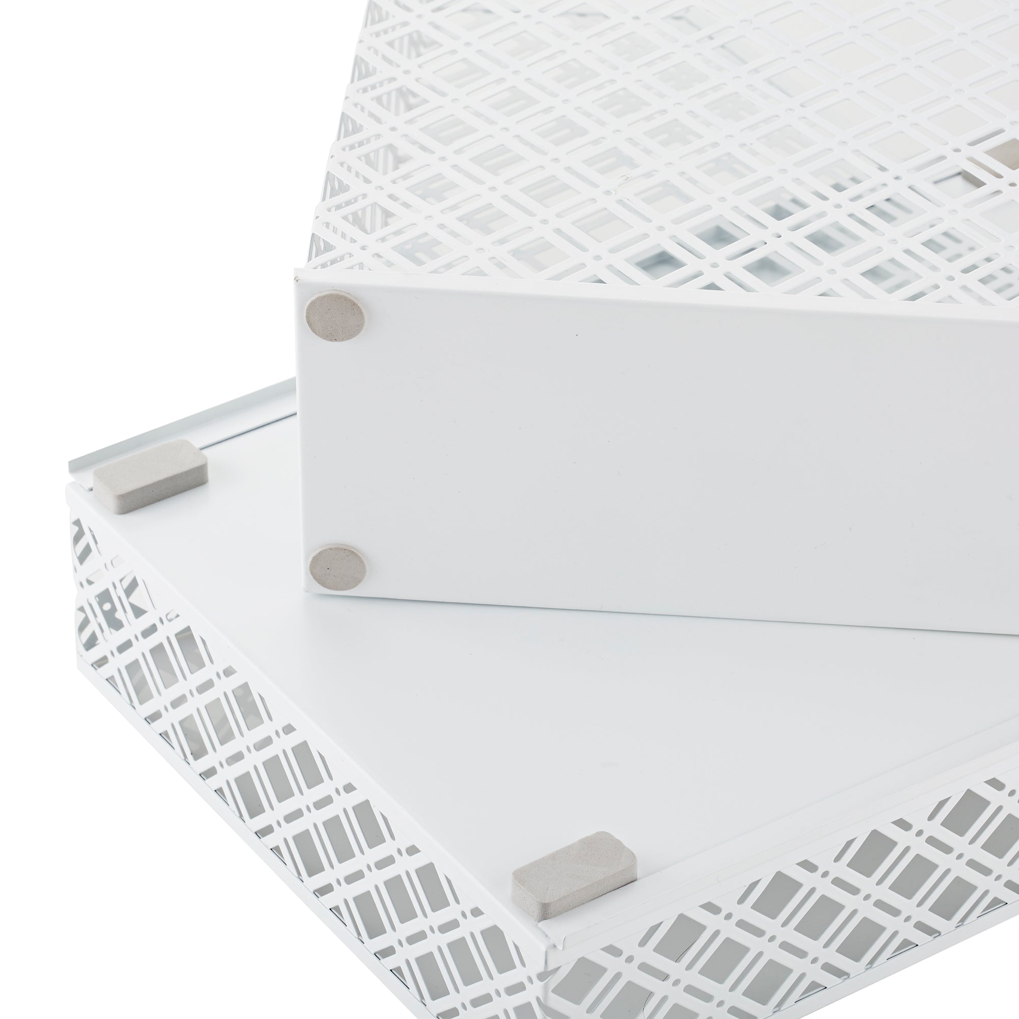 Exerz Desk Organiser 4 Pieces Office Set- Desktop Metal Mesh Filing - White
