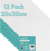 Exerz 20x20cm Canvas Panels 12pcs 3mm Blank Artist Canvas Board 280gsm 100% Cotton
