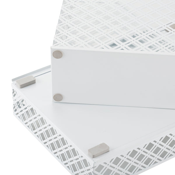 Exerz Desk Organiser 4 Pieces Office Set- Desktop Metal Mesh Filing - White