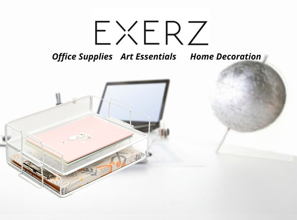 Exerz Letter Trays 2pcs - Stackable Paper Sorter File Trays - White