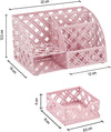 EXERZ Desk Organiser with 7 Compartments -Mesh Desk Tidy Caddy  - Light Pink