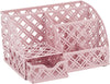 EXERZ Desk Organiser with 7 Compartments -Mesh Desk Tidy Caddy  - Light Pink