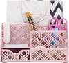 EXERZ Desk Organiser with 7 Compartments -Mesh Desk Tidy Caddy  - Light Pink