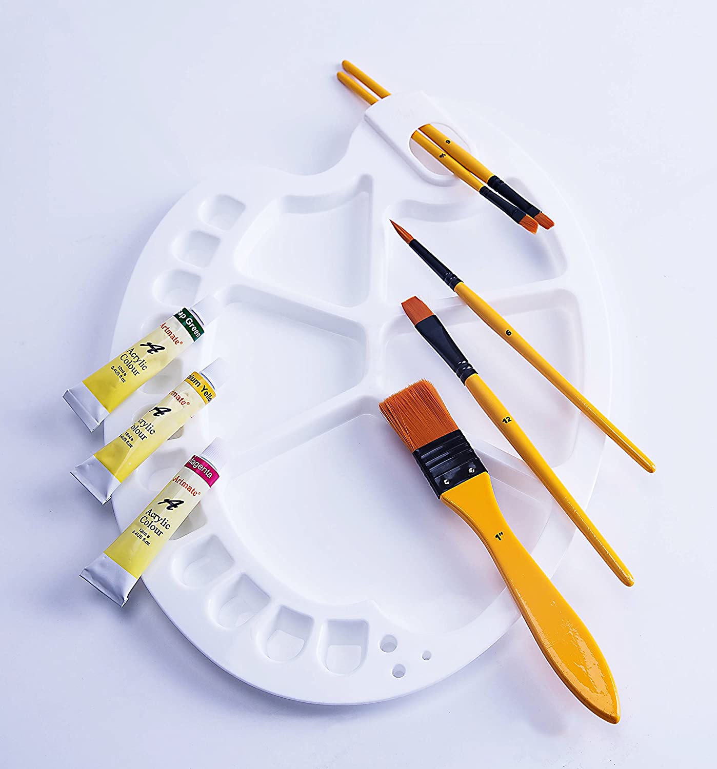 Exerz Artist Acrylic Paint Brush Set 10 pcs Synthetic Hair in a Case- Acrylic