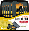 Exerz Artist Acrylic Paint Brush Set 10 pcs Synthetic Hair in a Case- Acrylic