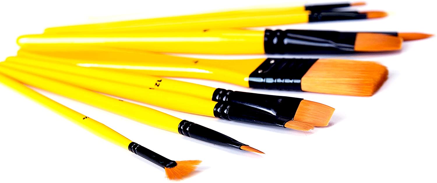 Exerz Artist Acrylic Paint Brush Set 10 pcs Synthetic Hair in a Case- Acrylic