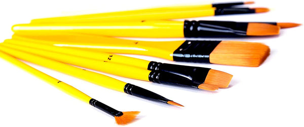 Exerz Artist Acrylic Paint Brush Set 10 pcs Synthetic Hair in a Case- Acrylic