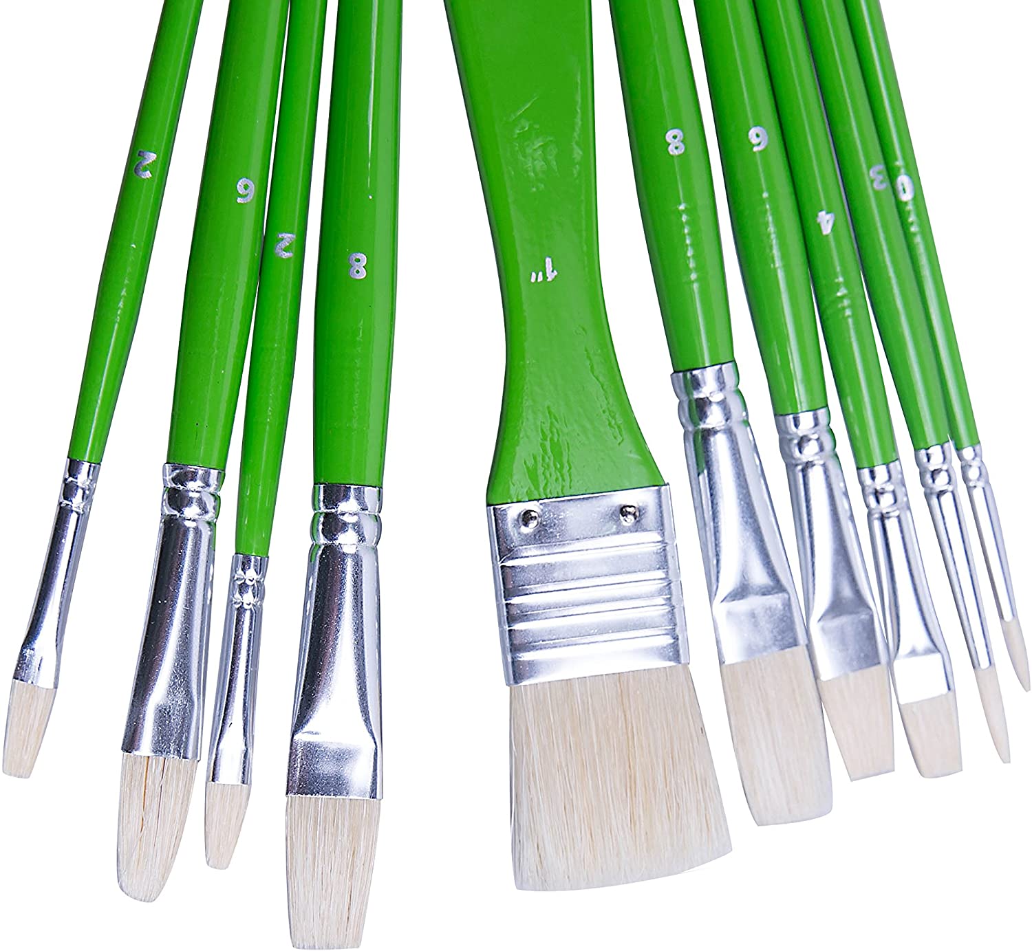 Exerz Artist Paint Brush Set – 10 pcs Professional Bristle Brushes in a Case/Perfect for Oil Colour Acrylic Gouache - Oil