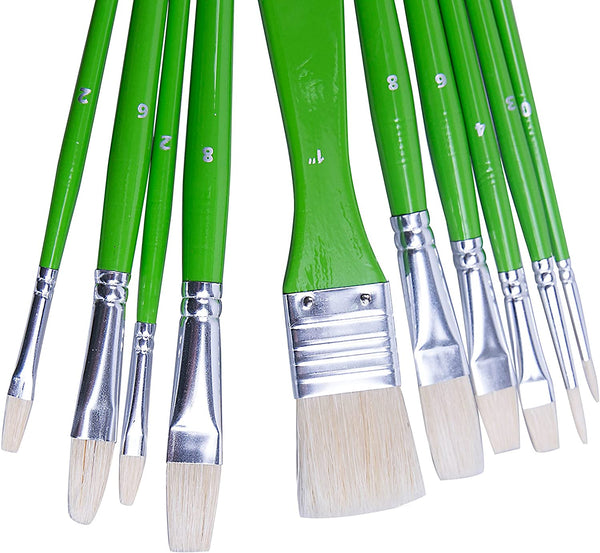 Exerz Artist Paint Brush Set – 10 pcs Professional Bristle Brushes in a Case/Perfect for Oil Colour Acrylic Gouache - Oil