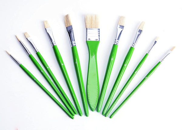Exerz Artist Paint Brush Set – 10 pcs Professional Bristle Brushes in a Case/Perfect for Oil Colour Acrylic Gouache - Oil