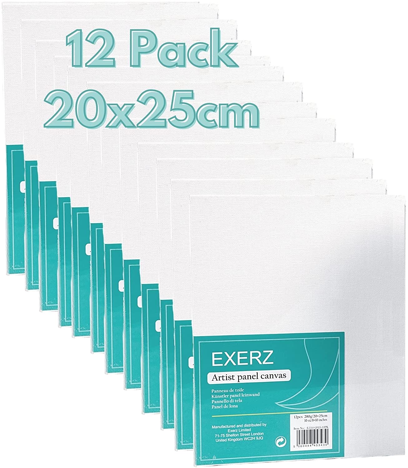 Exerz 20x25cm Canvas Panels 12pcs 280GSM/ Artist Canvas Board 100% Cotton 0.3cm Thinkness