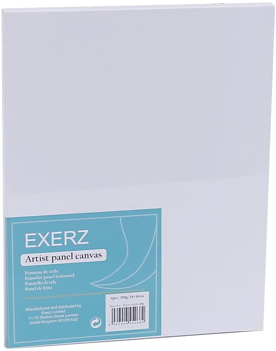 Exerz 24x30cm Canvas Panel 3mm 6pcs Pack 280gsm 100% Cotton/ Blank Artist Canvas Board