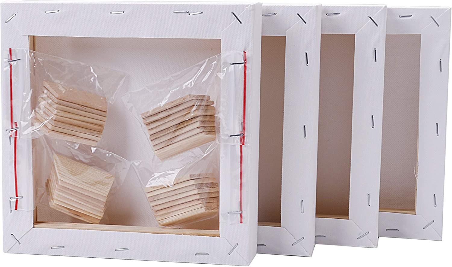 EXERZ 20x20cm Framed Canvas 3.8cm Deep Edge 4pcs/ 380GSM/ Artist Stretched Canvas 100% Cotton- 4pk