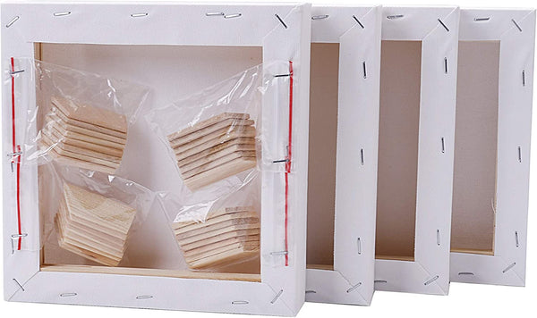 EXERZ 20x20cm Framed Canvas 3.8cm Deep Edge 4pcs/ 380GSM/ Artist Stretched Canvas 100% Cotton- 4pk