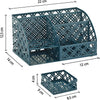 EXERZ Desk Organiser with 7 Compartments -Mesh Desk Tidy Caddy - Aegean Blue