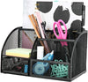 EXERZ Desk Organiser with 7 Compartments -Mesh Desk Tidy Caddy  - Black