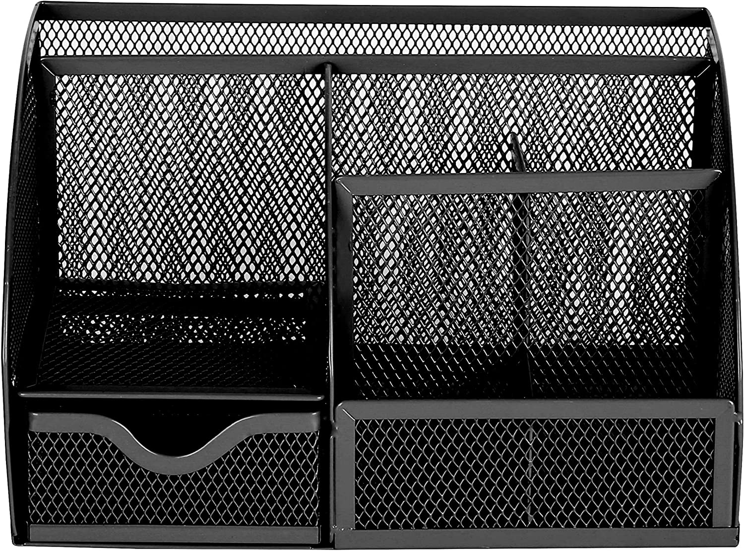 EXERZ Desk Organiser with 7 Compartments -Mesh Desk Tidy Caddy  - Black