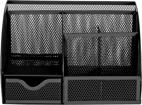 EXERZ Desk Organiser with 7 Compartments -Mesh Desk Tidy Caddy  - Black