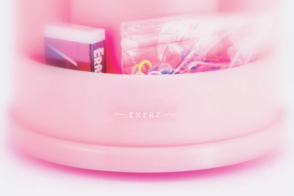 Exerz Desk Organiser with Safety Scissors, Ruler, Eraser, Clips - Pink