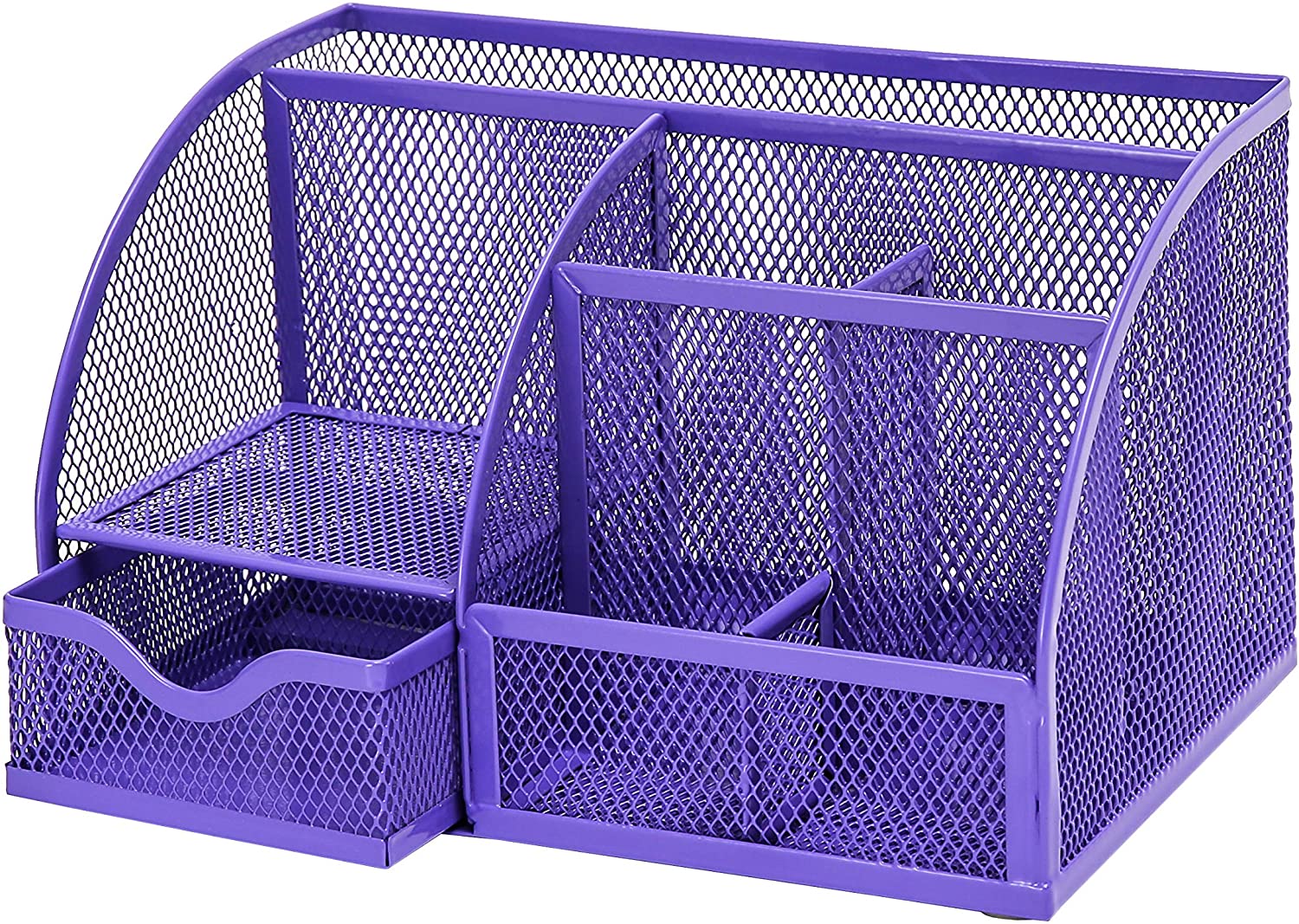 EXERZ Desk Organiser with 7 Compartments -Mesh Desk Tidy Caddy - Purple