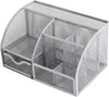 EXERZ Desk Organiser with 7 Compartments -Mesh Desk Tidy Caddy - Silver