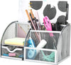 EXERZ Desk Organiser with 7 Compartments -Mesh Desk Tidy Caddy - Silver