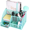 EXERZ Desk Organiser with 7 Compartments -Mesh Desk Tidy Caddy  - Turquoise
