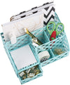 EXERZ Desk Organiser with 7 Compartments -Mesh Desk Tidy Caddy - Turquoise