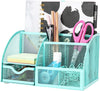 EXERZ Desk Organiser with 7 Compartments -Mesh Desk Tidy Caddy  - Turquoise