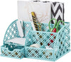 EXERZ Desk Organiser with 7 Compartments -Mesh Desk Tidy Caddy - Turquoise