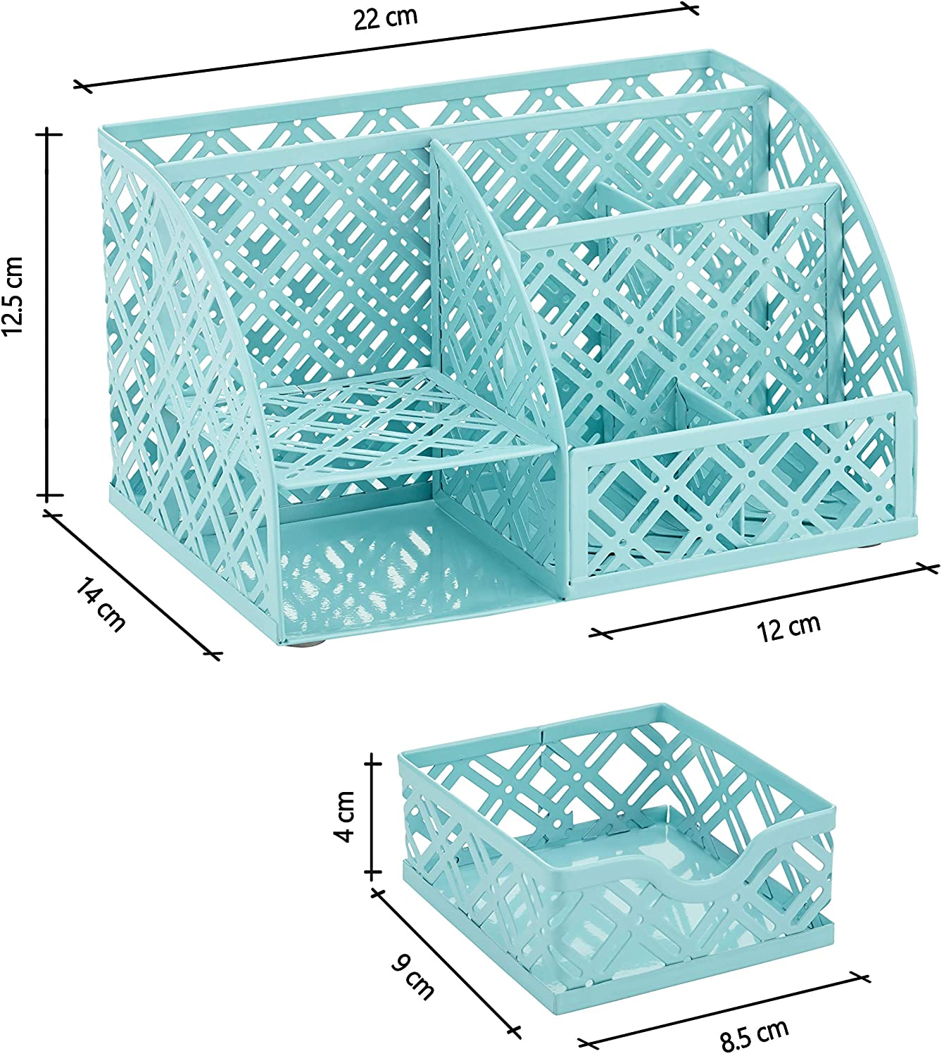 EXERZ Desk Organiser with 7 Compartments -Mesh Desk Tidy Caddy - Turquoise
