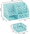EXERZ Desk Organiser with 7 Compartments -Mesh Desk Tidy Caddy - Turquoise