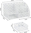 EXERZ Desk Organiser with 7 Compartments -Mesh Desk Tidy Caddy - White