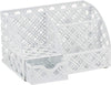 EXERZ Desk Organiser with 7 Compartments -Mesh Desk Tidy Caddy - White