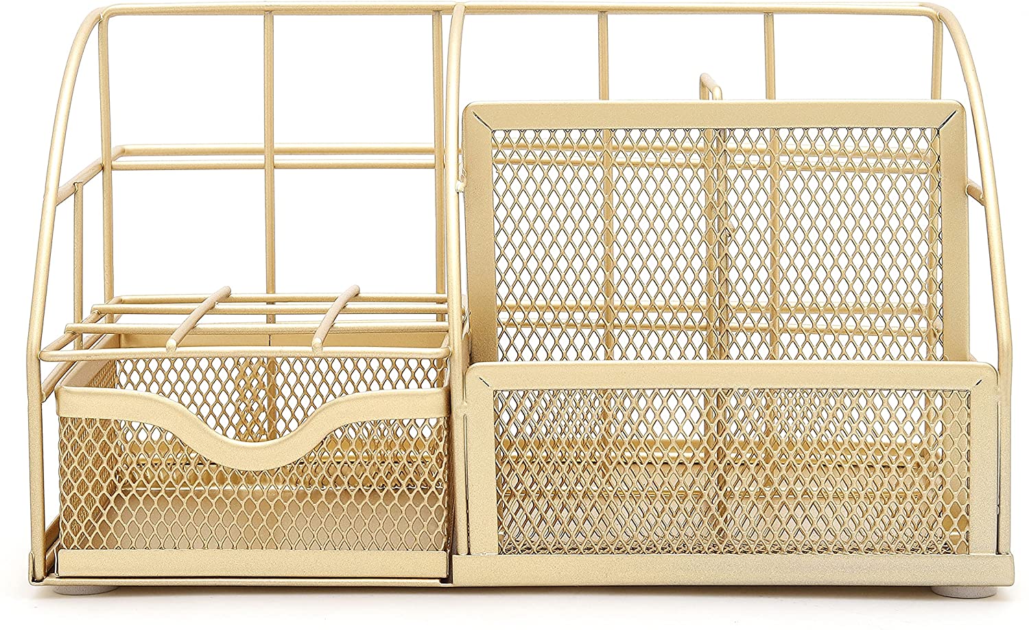 EXERZ Desk Organiser with 7 Compartments -Mesh Desk Tidy Caddy - Golden