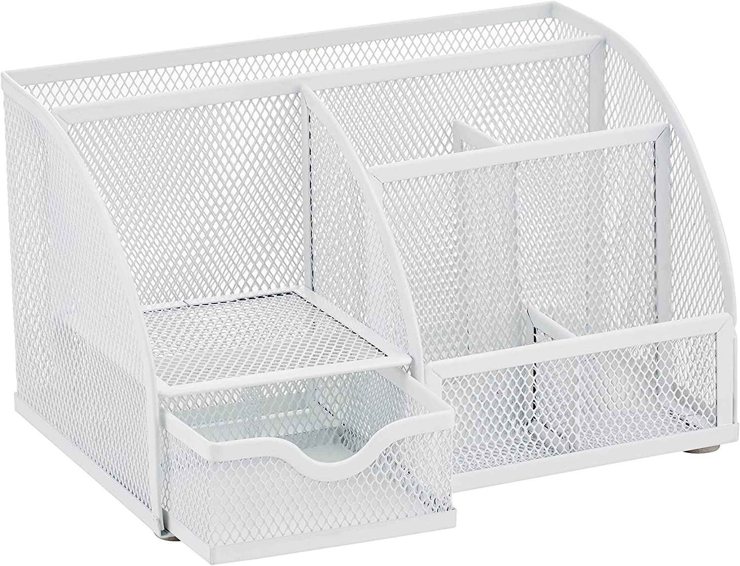 EXERZ Desk Organiser with 7 Compartments -Mesh Desk Tidy Caddy - White