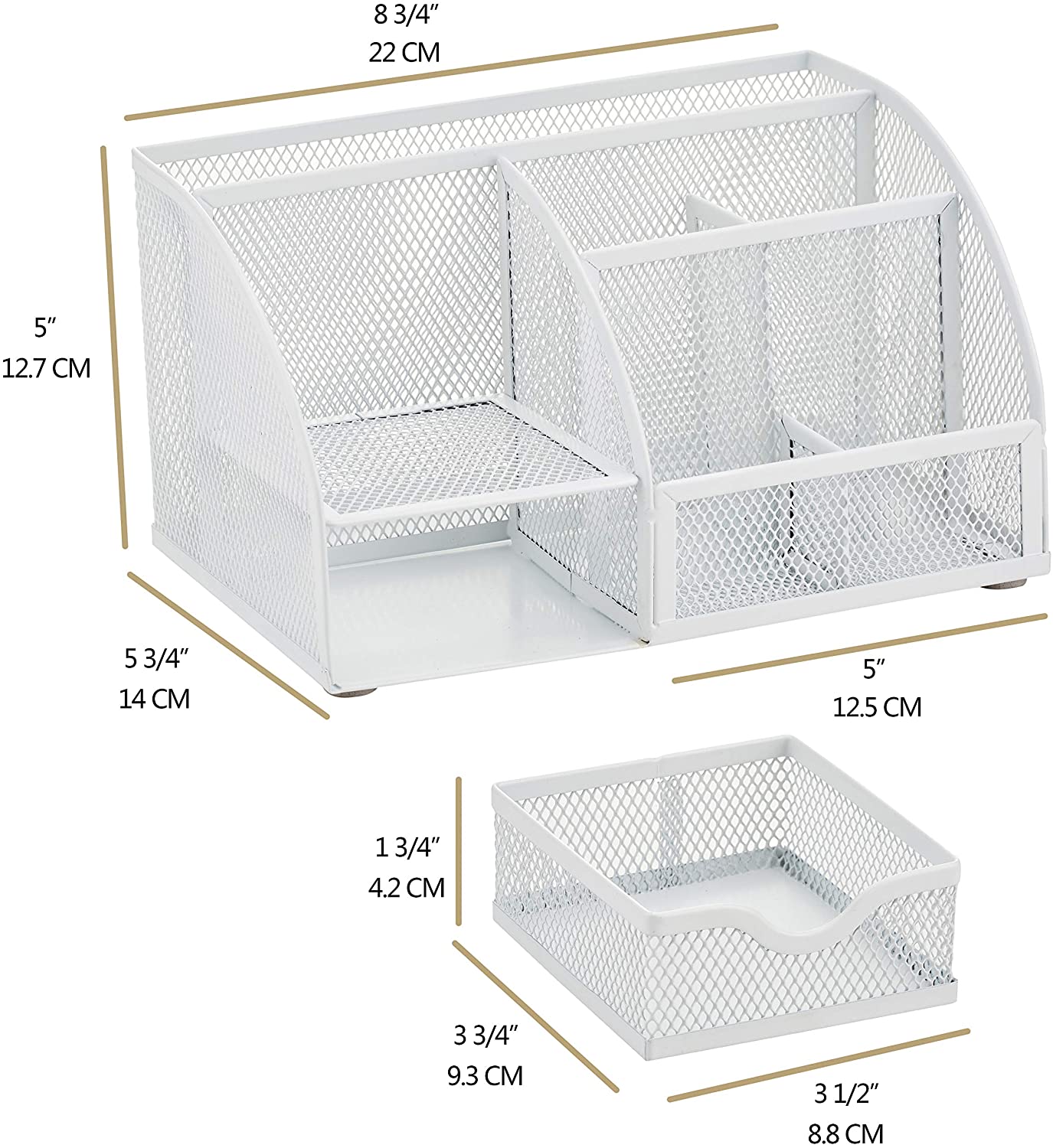 EXERZ Desk Organiser with 7 Compartments -Mesh Desk Tidy Caddy - White