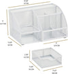 EXERZ Desk Organiser with 7 Compartments -Mesh Desk Tidy Caddy - White