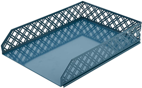 Exerz Desk Organiser 4 Pieces/ Office Set/ Desktop Metal Mesh Filing - Aegean Blue