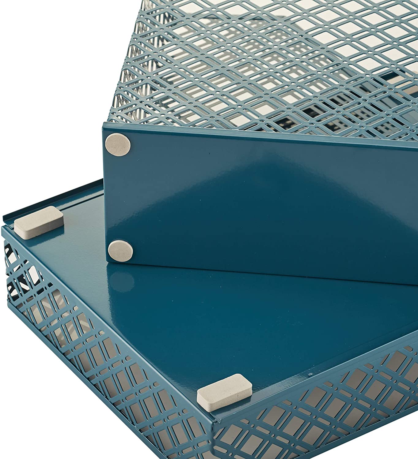 Exerz Desk Organiser 4 Pieces/ Office Set/ Desktop Metal Mesh Filing - Aegean Blue