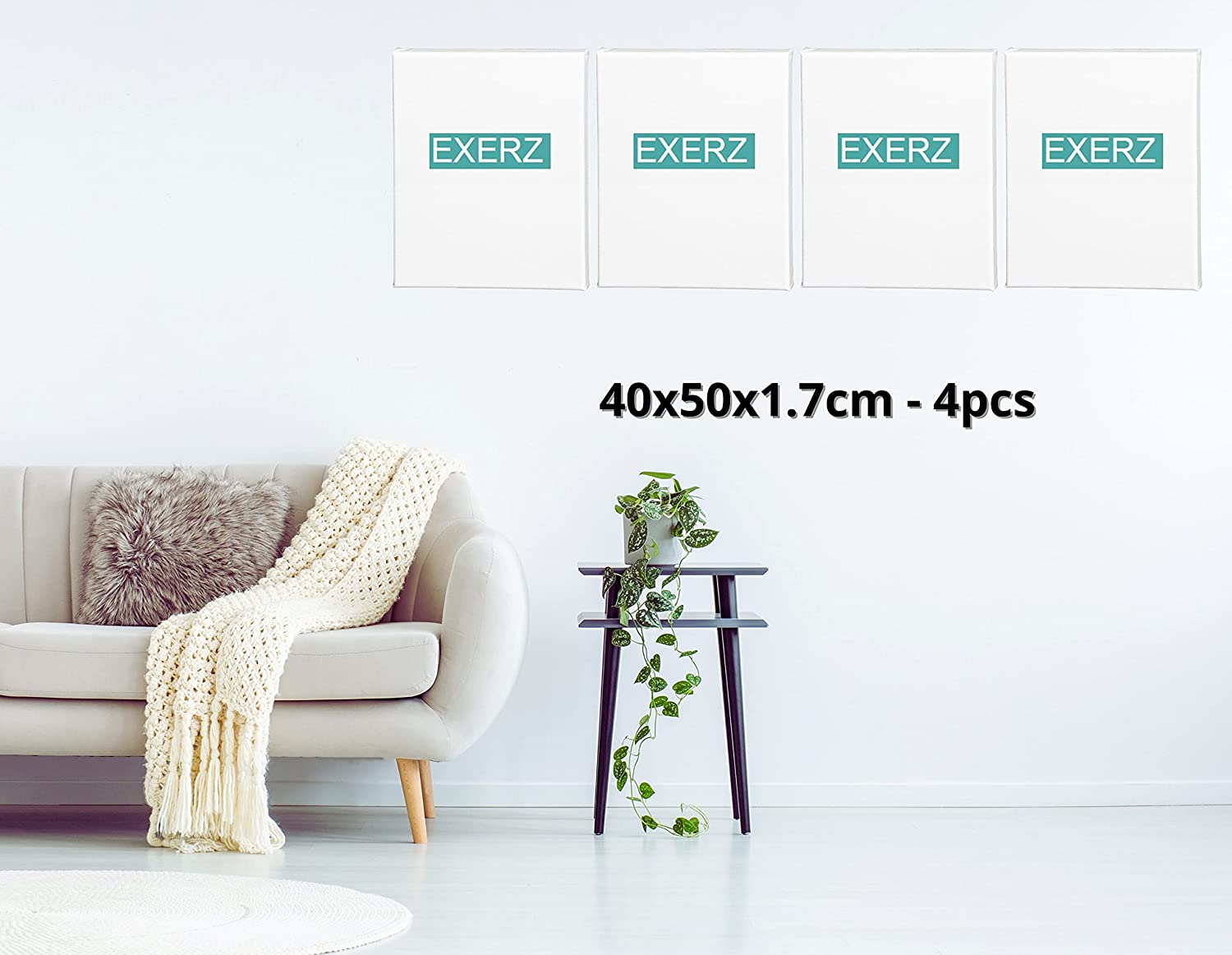 Exerz 40x50cm Stretched Canvas 4pk - 1.7cm/ 280GSM 100% Cotton