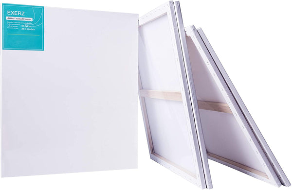 Exerz 50x60cm Stretched Canvas 4pk - 1.7cm/ 280GSM 100% Cotton