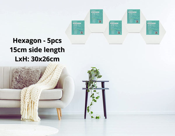 Exerz Hexagon Stretched Canvas 5pcs 30x26cm