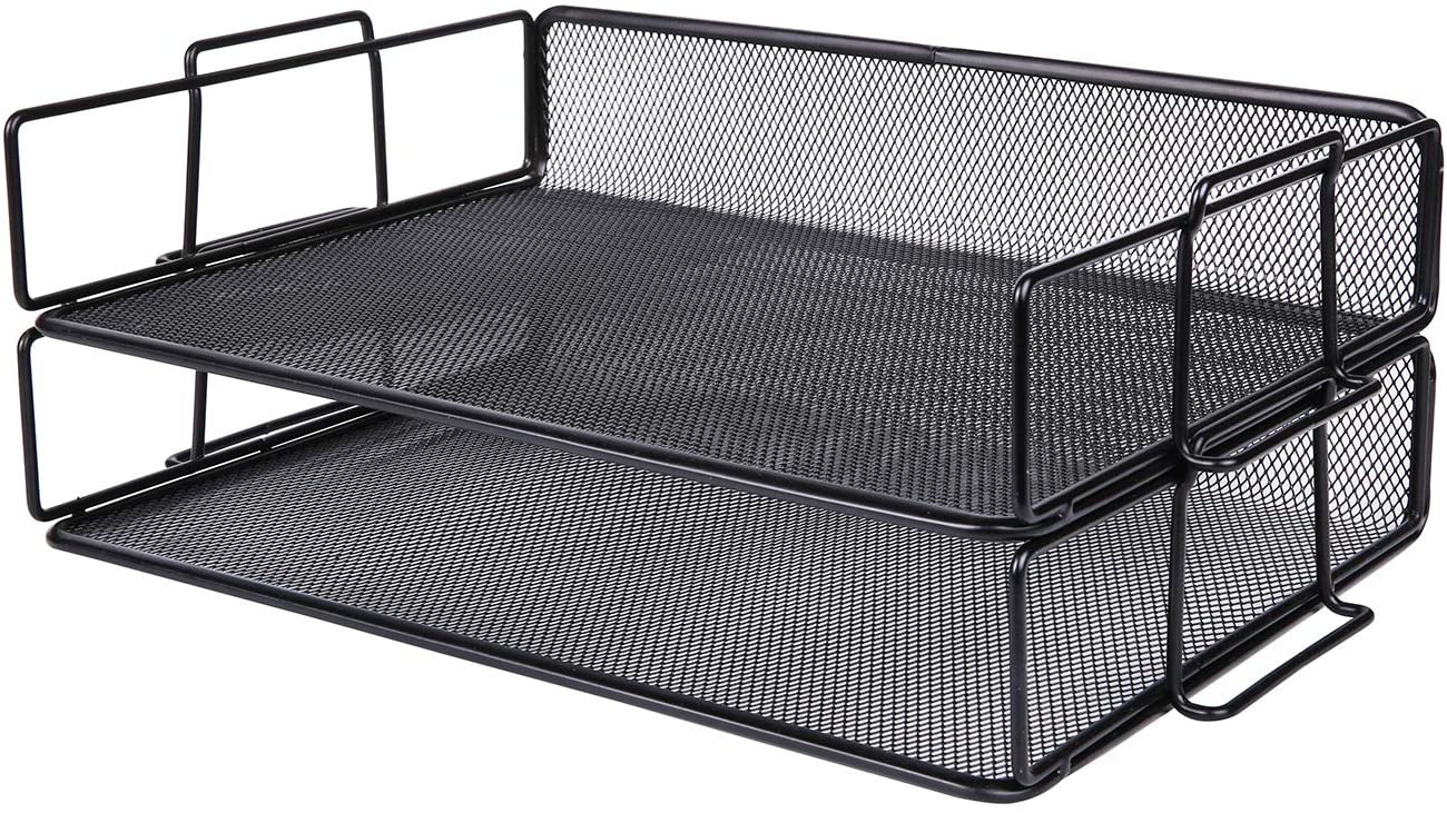 Exerz Letter Trays 2pcs - Stackable Paper Sorter File Trays - Black