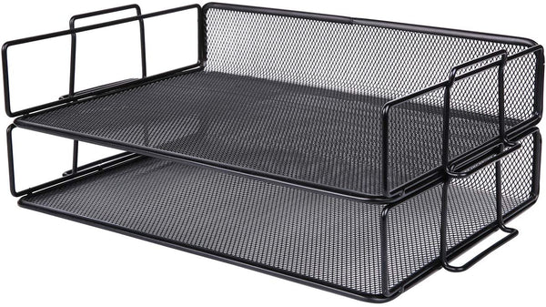 Exerz Letter Trays 2pcs - Stackable Paper Sorter File Trays - Black