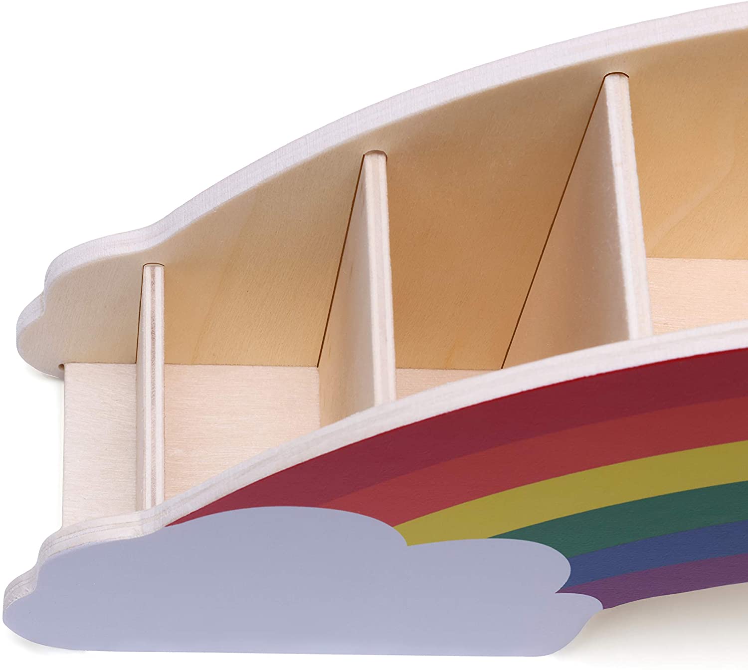 EXERZ Rainbow Pencil Holder + 50pcs Star Stickers - Wooden Desk Organiser